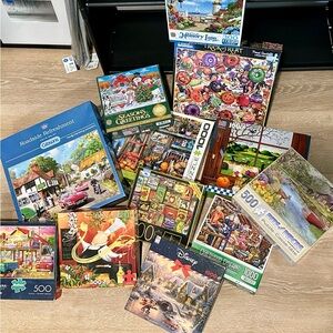 Colorful Jigsaw Puzzle Assortment EUC